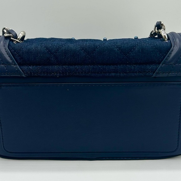 Badgley Mischka Denim Quilted Crossbody Bag (Blue Pearls) - Picture 2 of 8